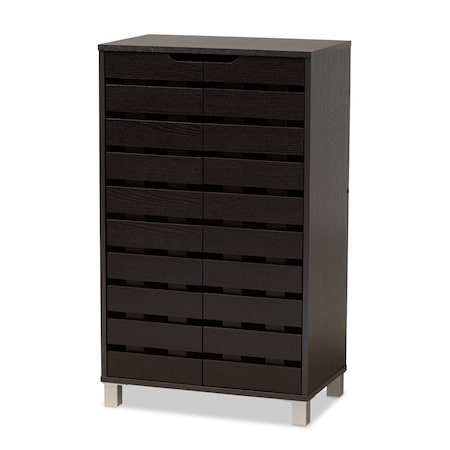 Baxton Studio Ernest Modern and Contemporary Dark Brown Finished Wood 2-Door Shoe Storage Cabinet 178-11027-Zoro